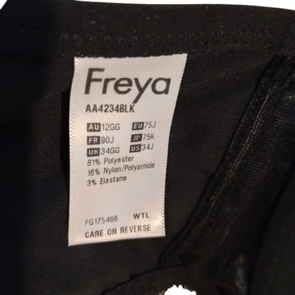 Freya Women's Deco Underwire Plunge T-Shirt Bra in Black Size 34J - Picture 5 of 8